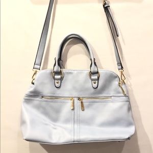 Charming Charlie Faux Leather Purse light blue oversized bag.
